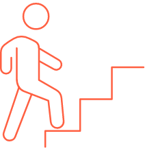 Icon of a man climbing a staircase